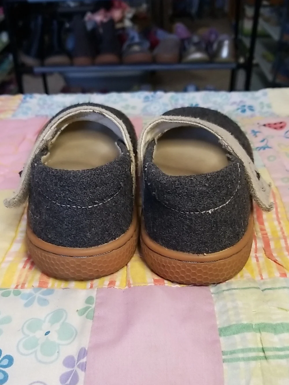 Livie & Luca Grey Mary Jane Shoes with Beige Strap Size 10 Carta II